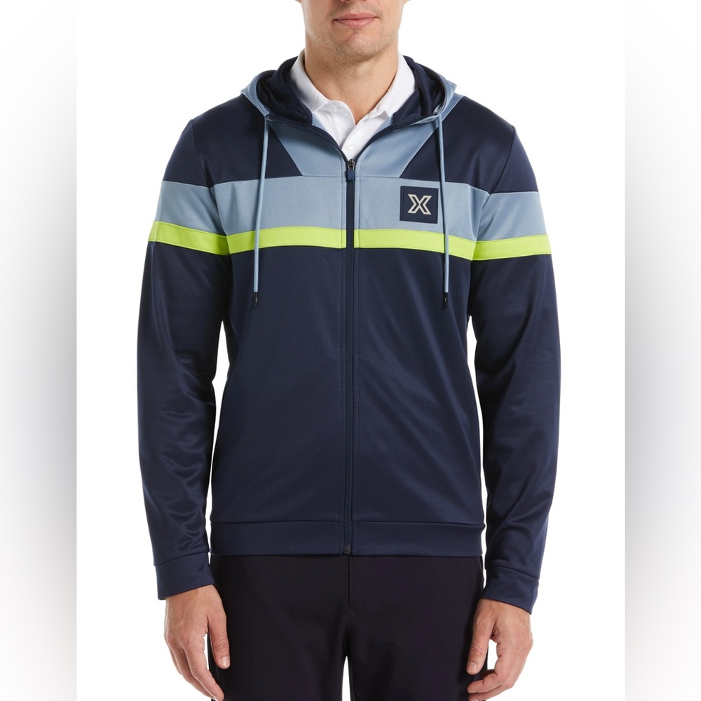 Callaway X Colour Block Blue Yellow Full Zip Golf Hoodie Men’s Large